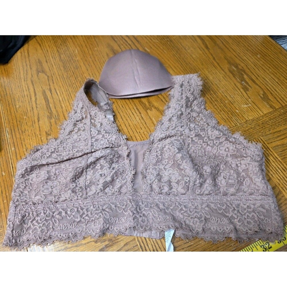 Aerie Lace Bralette Bra Lightly Lined Wire Free Women's XL Mauve Pink
